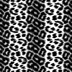 Seamless Black and White Leopard Fur Spot Pattern Vector
