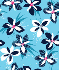 pattern on a colorful background with a  wild  flowers of different sizes artwork for tattoo, fabrics, souvenirs, packaging, greeting cards and scrapbooking