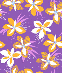 pattern on a colorful background with a  wild  flowers of different sizes artwork for tattoo, fabrics, souvenirs, packaging, greeting cards and scrapbooking