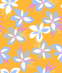 pattern on a colorful background with a  wild  flowers of different sizes artwork for tattoo, fabrics, souvenirs, packaging, greeting cards and scrapbooking