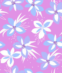 pattern on a colorful background with a  wild  flowers of different sizes artwork for tattoo, fabrics, souvenirs, packaging, greeting cards and scrapbooking