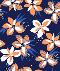 pattern on a colorful background with a  wild  flowers of different sizes artwork for tattoo, fabrics, souvenirs, packaging, greeting cards and scrapbooking