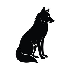 stylized howling wolf silhouette vector icon