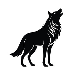 Fototapeta premium vintage howling wolf silhouette vector icon retro