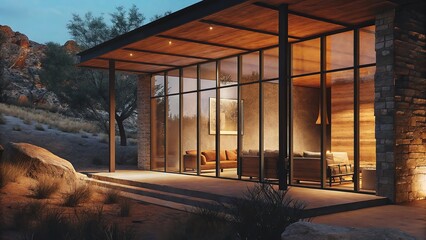 Fototapeta premium Glass Facade Framing a Minimalist World