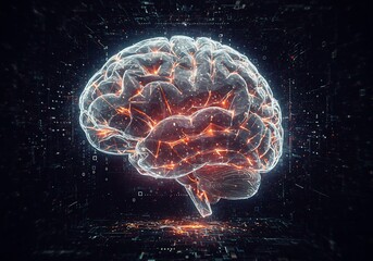 Glowing Digital Brain Network Abstract Background