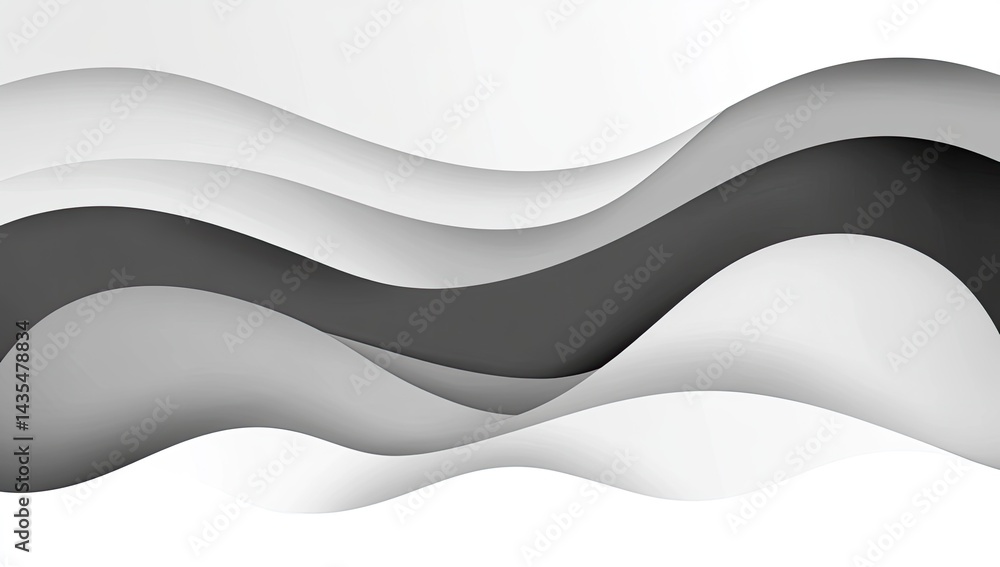 Poster abstract grayscale waves layered, creating depth and texture