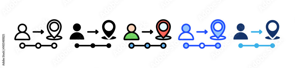 Poster customer journey icon collection with multiple styles