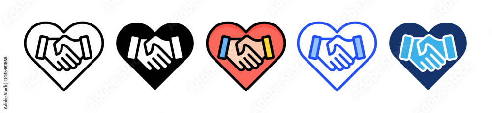 Poster customer relationship icon collection with multiple styles