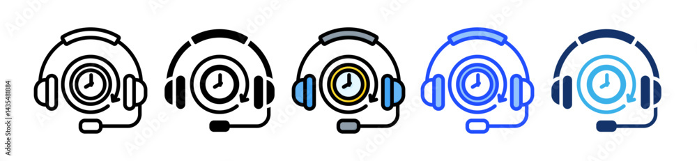Poster call center icon collection with multiple styles