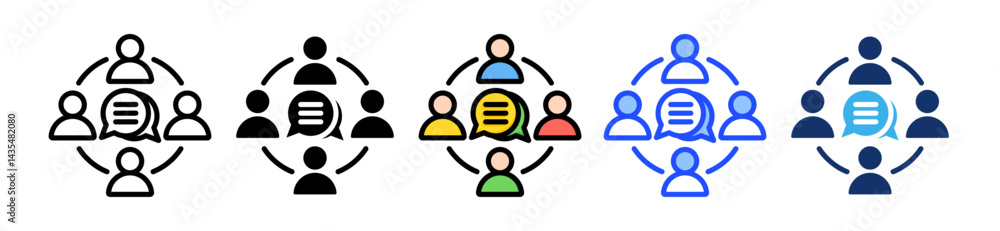 Poster communication icon collection with multiple styles
