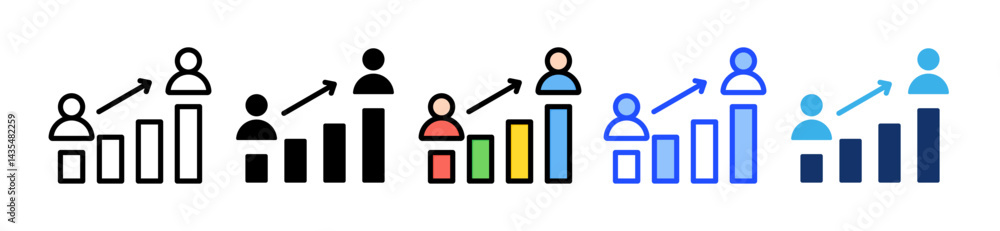 Poster escalation icon collection with multiple styles