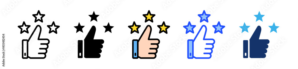 Poster appreciation icon collection with multiple styles
