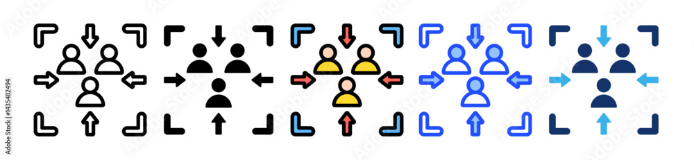 Poster target audience icon collection with multiple styles