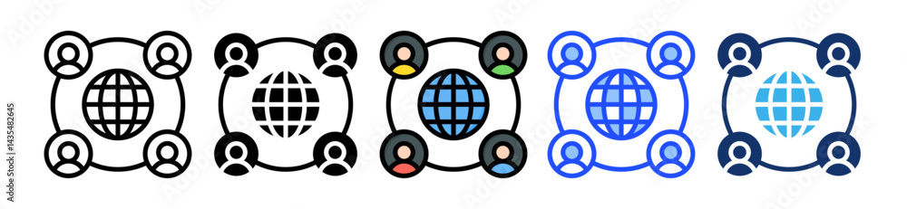 Poster social network icon collection with multiple styles