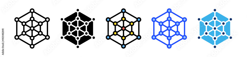 Poster nanotechnology icon collection with multiple styles