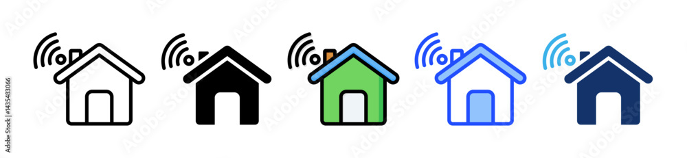 Poster smart home icon collection with multiple styles