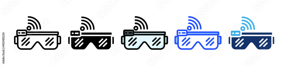 Poster smart glasses icon collection with multiple styles