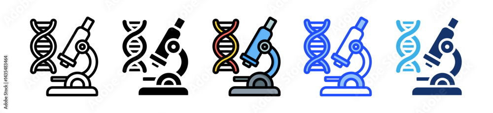 Poster biotechnology icon collection with multiple styles