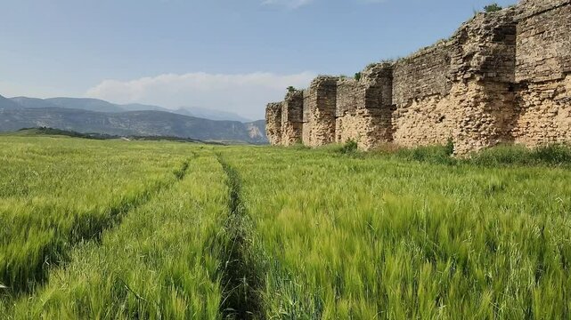 West wall view of the Bayrampaşa Caravanserai, or Kesiri Han, built near the Cakit River in Altinova, Karaisali, Adana (1637-1638) during Sultan Murad IV&rsquo;s reign, served Ottoman military purposes
