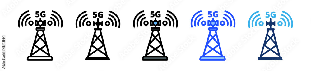 Poster 5g icon collection with multiple styles