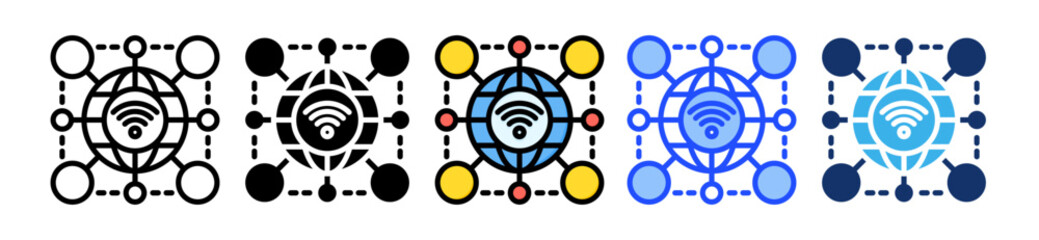 Iot Icon Collection With Multiple Styles