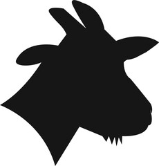 Goat Head Silhouette Vector Illustration - Farm Animal Design