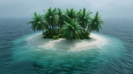 Lush tropical isle in tranquil ocean