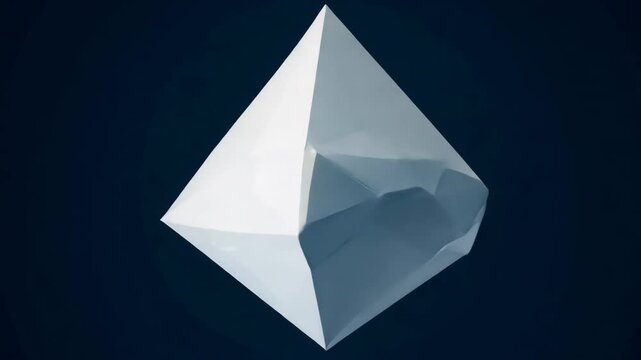 Abstract White Geometric Shape Rotating Seamlessly on Dark Blue Background