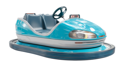 Blue bumper car on transparent background waiting for passengers