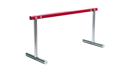 Red hurdle standing on transparent background for athletics competitions
