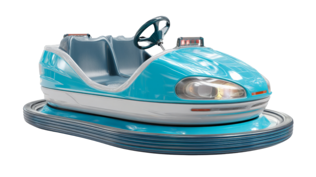 Blue bumper car on transparent background waiting for passengers