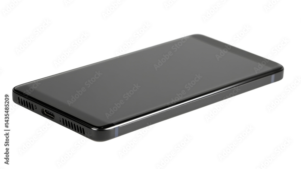 Poster modern smartphone showing blank screen on transparent background