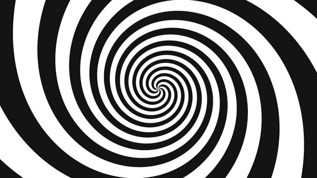 simple hypnotic spiral loop animation - black white monochrome 4k animated spiral