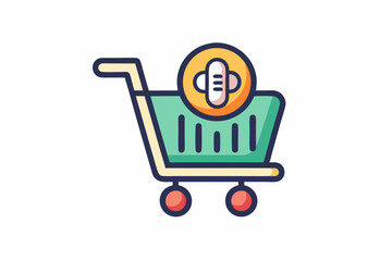 Clean Icon of Shopping Cart with Podcast Microphone