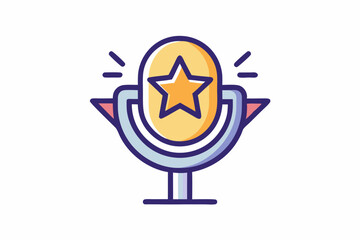 Clean Icon of Reward Star and Microphone Together