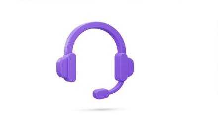 Lavender Headset: Minimalist 3D Render on White, Communication Tool.