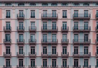 Repetitive Windows and Balconies on a Classic Building Facade