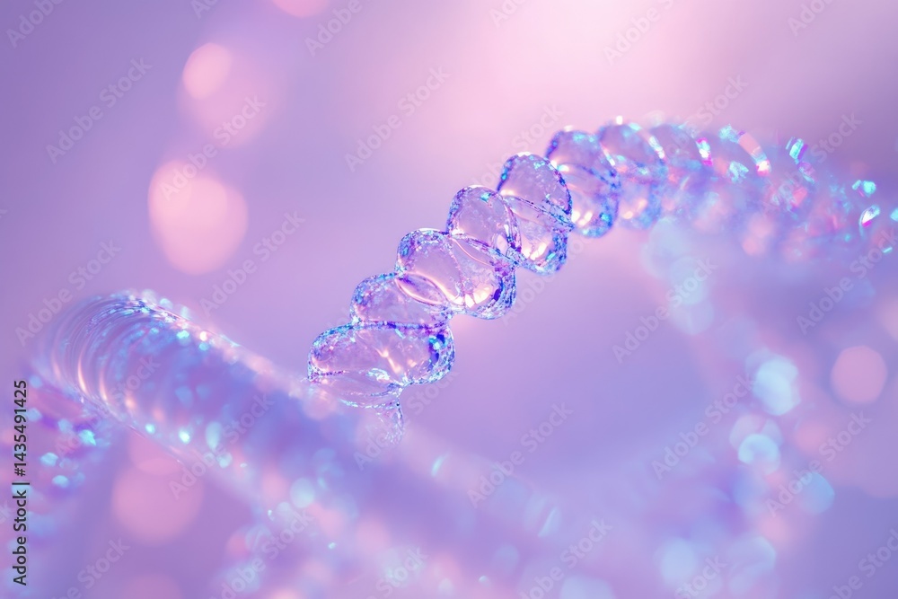 Poster abstract image of a spiral structure with a soft, pastel color palette, suggesting dna or a similar 