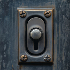 Obraz premium Close-up view of an antique metal switch with visible aged textures