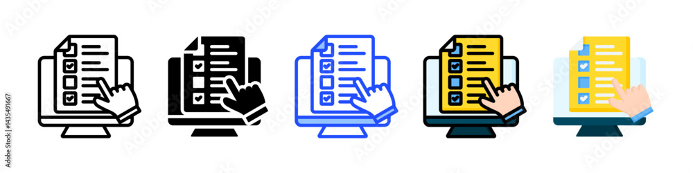 Poster online quiz icon collection with multiple styles