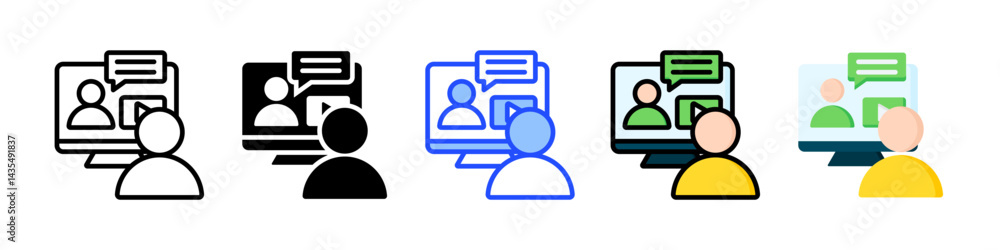Poster online tutoring icon collection with multiple styles