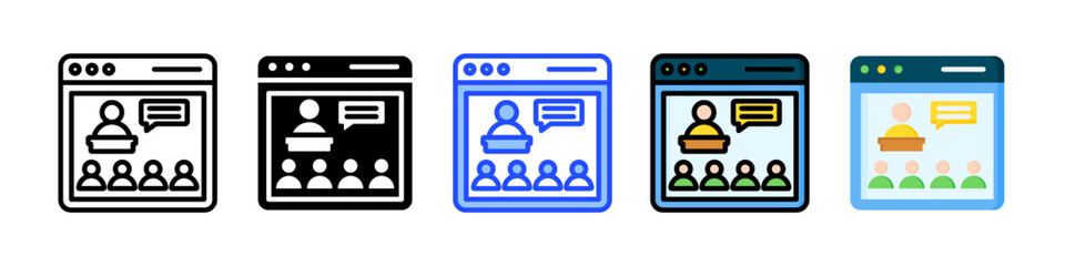 Web Conference Icon Collection With Multiple Styles