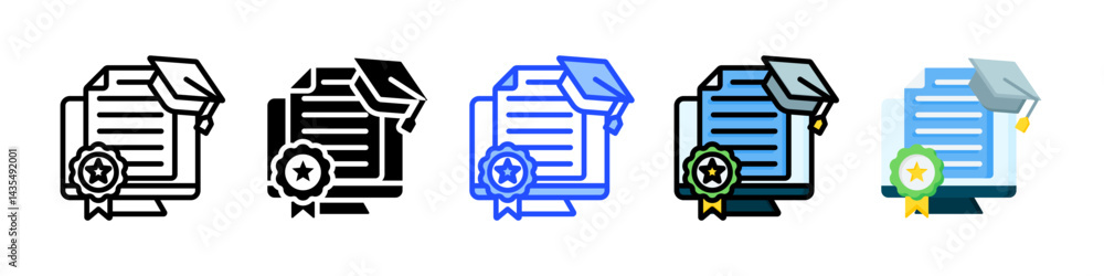 Poster online degree icon collection with multiple styles