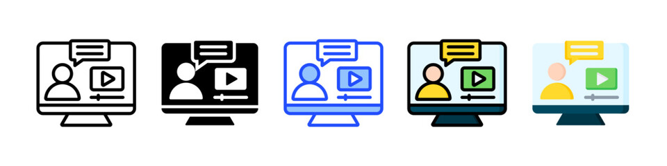 Online Mentoring Icon Collection With Multiple Styles