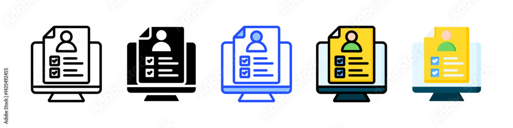 Poster online curriculum icon collection with multiple styles