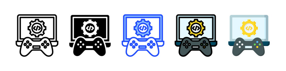 Game Development Icon Collection With Multiple Styles