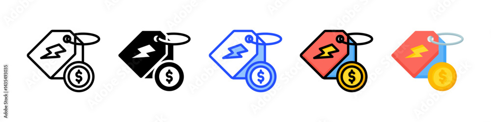 Poster tag icon collection with multiple styles