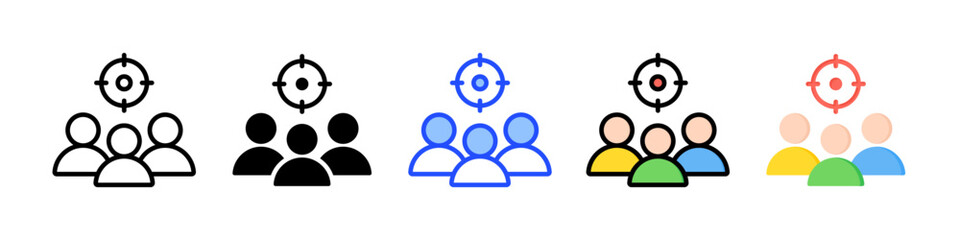 Target Audience Icon Collection With Multiple Styles