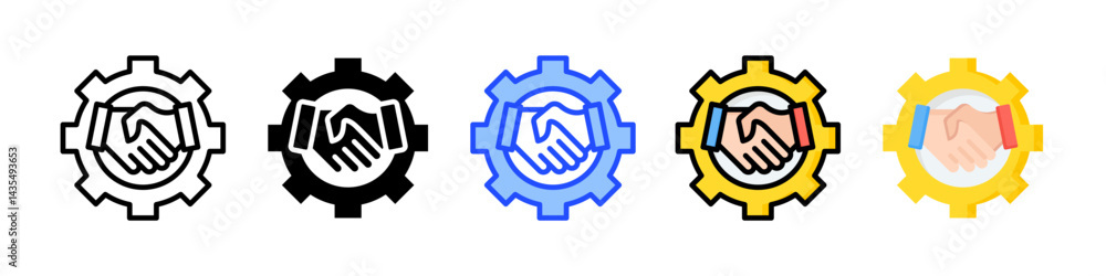 Poster customer relationship management icon collection with multiple styles